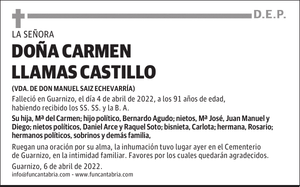 DOÑA CARMEN LLAMAS CASTILLO