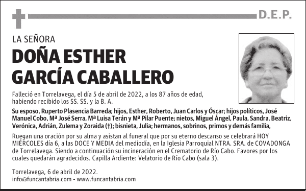 DOÑA ESTHER GARCÍA CABALLERO