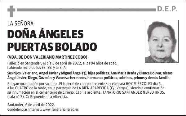 DOÑA ÁNGELES PUERTAS BOLADO