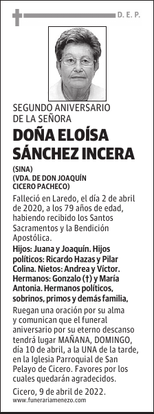 Doña Eloísa Sánchez Incera