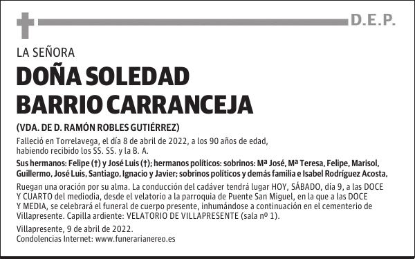 DOÑA SOLEDAD BARRIO CARRANCEJA