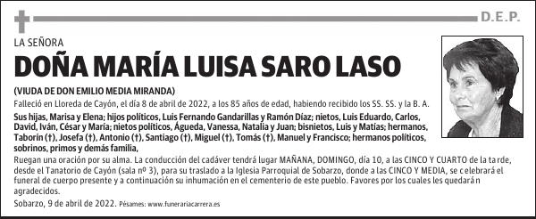 DOÑA MARÍA LUISA SARO LASO