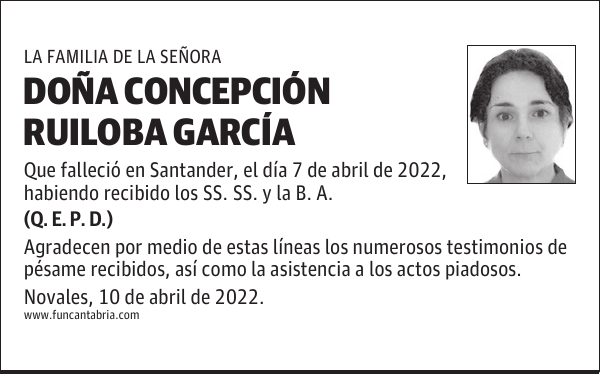 DOÑA CONCEPCIÓN RUILOBA GARCÍA