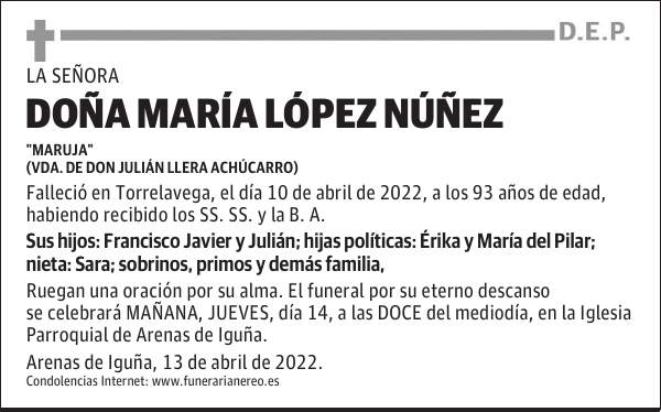 DOÑA MARÍA LÓPEZ NÚÑEZ