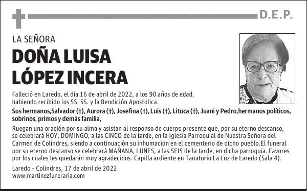 DOÑA. LUISA LÓPEZ INCERA