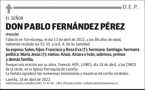 D. PABLO FERNÁNDEZ PÉREZ