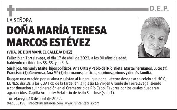 Doña María Teresa Marcos Estévez