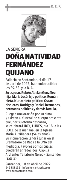 Doña Natividad Fernández Quijano