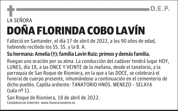 DOÑA FLORINDA COBO LAVÍN