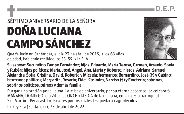DOÑA LUCIANA CAMPO SÁNCHEZ