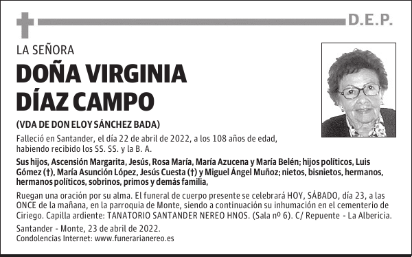 DOÑA VIRGINIA DIAZ CAMPO