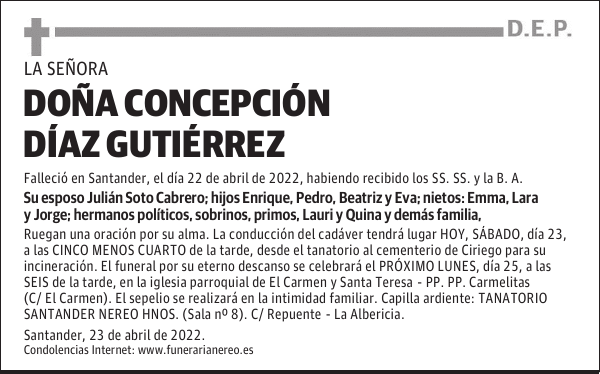 DOÑA CONCEPCIÓN DÍAZ GUTIÉRREZ