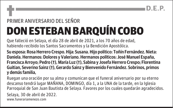 Don Esteban Barquín Cobo