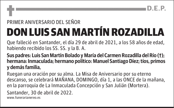 DON LUIS SAN MARTÍN ROZADILLA