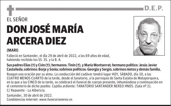 DON JOSÉ MARÍA ARCERA DIEZ