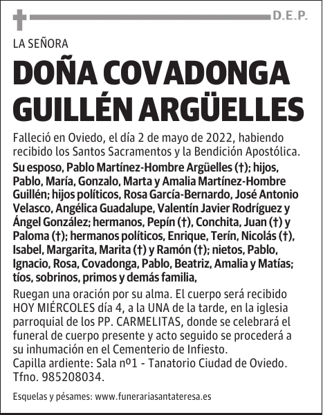 DOÑA COVADONGA GUILLÉN ARGÜELLES