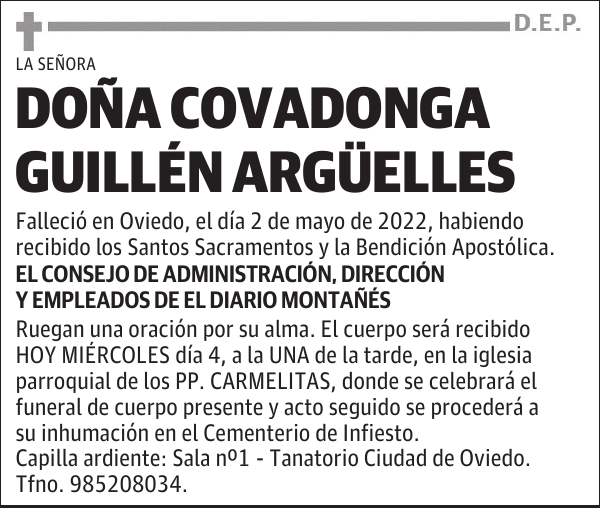 DOÑA COVADONGA GUILLÉN ARGÜELLES