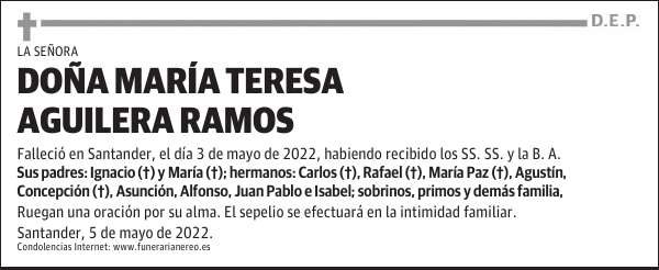 DOÑA MARÍA TERESA AGUILERA RAMOS