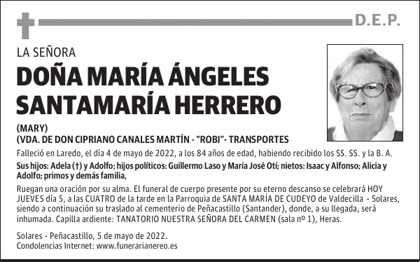 DOÑA MARÍA ÁNGELES SANTAMARÍA HERRERO