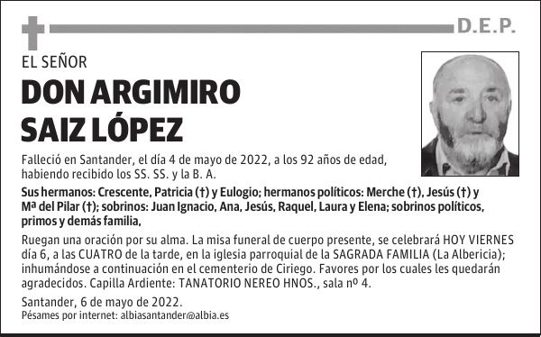 DON ARGIMIRO SAIZ LÓPEZ