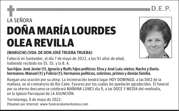 DOÑA MARÍA LOURDES OLEA REVILLA
