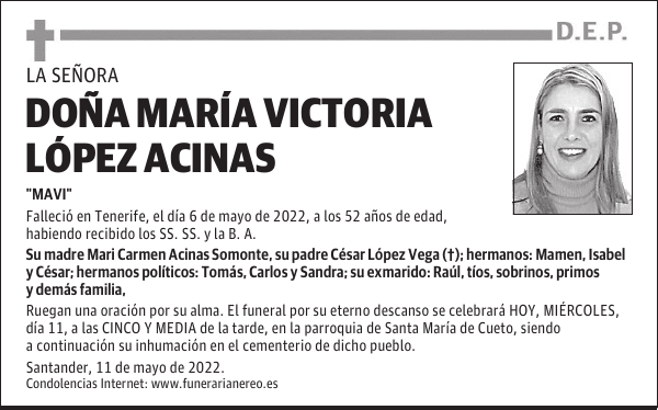 DOÑA MARÍA VICTORIA LÓPEZ ACINAS