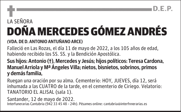 DOÑA.MERCEDES GÓMEZ ANDRÉS