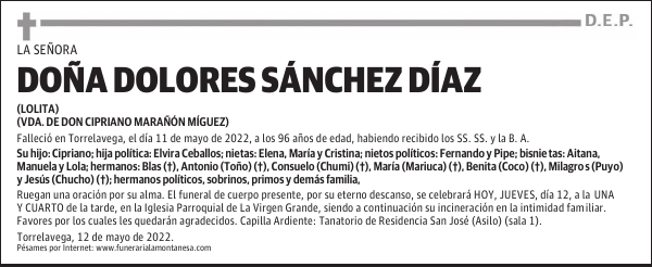 DOÑA DOLORES SÁNCHEZ DÍAZ