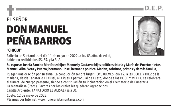 DON MANUEL PEÑA BARROS