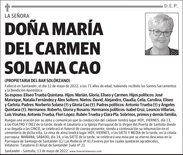 Doña María del Carmen Solana Cao