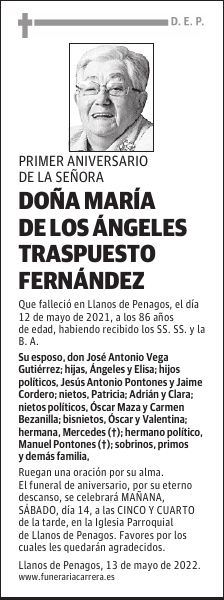 DOÑA MARÍA DE LOS ÁNGELES TRASPUESTO FERNÁNDEZ
