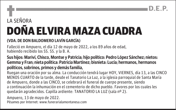 DOÑA ELVIRA MAZA CUADRA