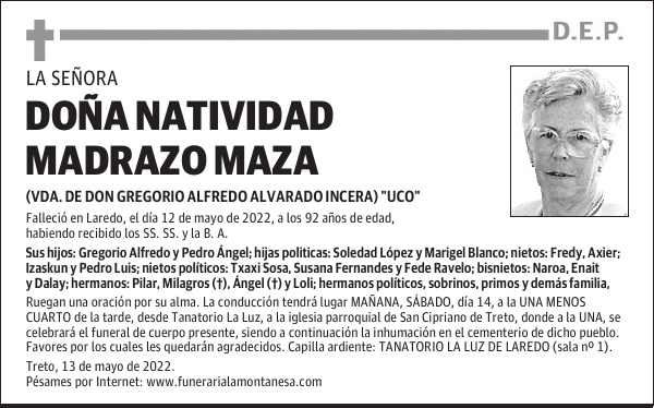 DOÑA NATIVIDAD MADRAZO MAZA