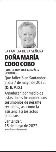 DOÑA MARÍA COBO COBO