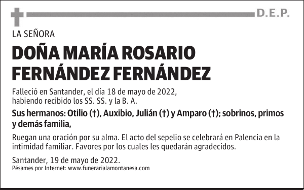 DOÑA MARÍA ROSARIO FERNÁNDEZ FERNÁNDEZ