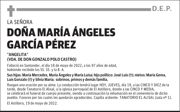 DOÑA MARÍA ÁNGELES GARCÍA PÉREZ