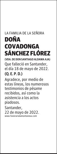 DOÑA COVADONGA SÁNCHEZ FLÓREZ