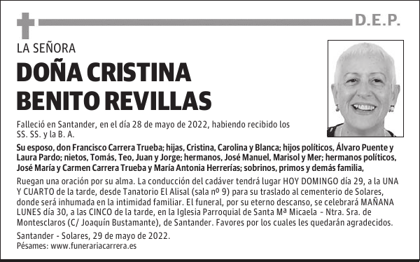 DOÑA CRISTINA BENITO REVILLAS