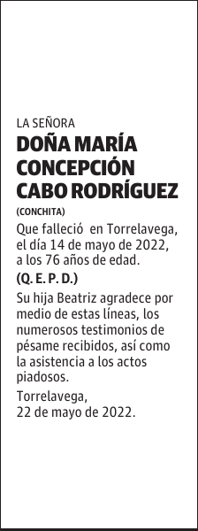 DOÑA MARÍA CONCEPCIÓN CABO RODRÍGUEZ