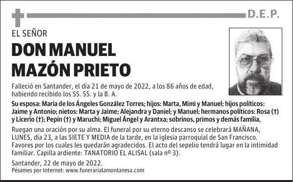DON MANUEL MAZÓN PRIETO