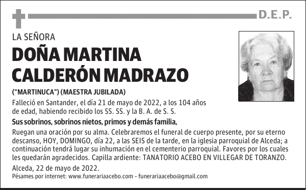Dña. Martina Calderón Madrazo