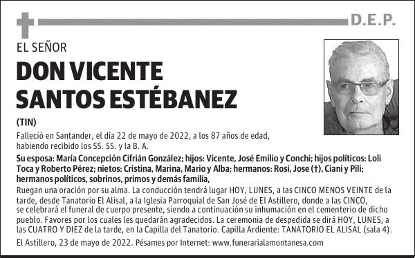 DON VICENTE SANTOS ESTÉBANEZ