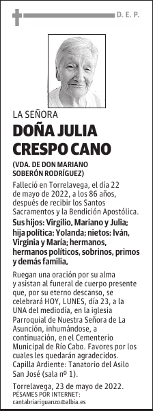 DOÑA JULIA CRESPO CANO