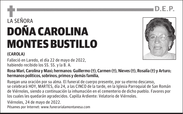 DOÑA CAROLINA MONTES BUSTILLO