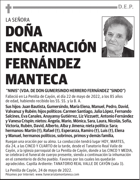DOÑA ENCARNACIÓN FERNÁNDEZ MANTECA