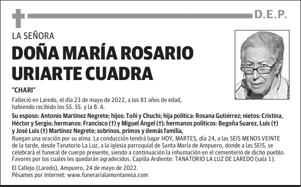 DOÑA MARÍA ROSARIO URIARTE CUADRA
