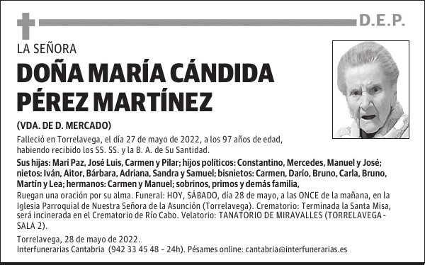 Dª. Mª CÁNDIDA PÉREZ MARTÍNEZ