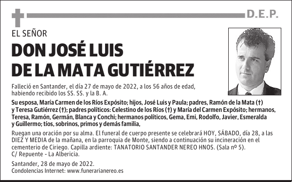 DON JOSÉ LUIS DE LA MATA GUTIÉRREZ