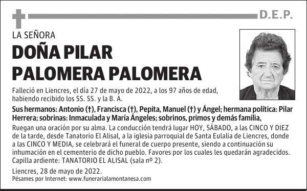 DOÑA PILAR PALOMERA PALOMERA