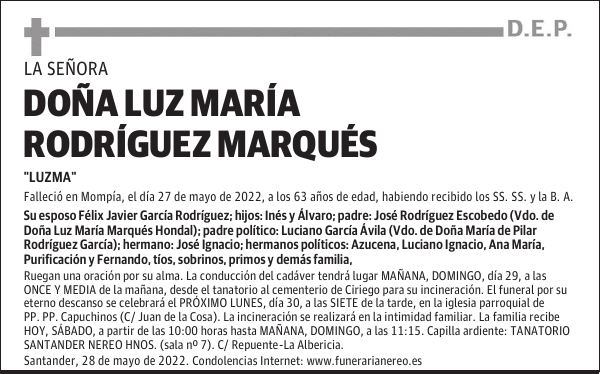 DOÑA LUZ MARÍA RODRÍGUEZ MARQUÉS